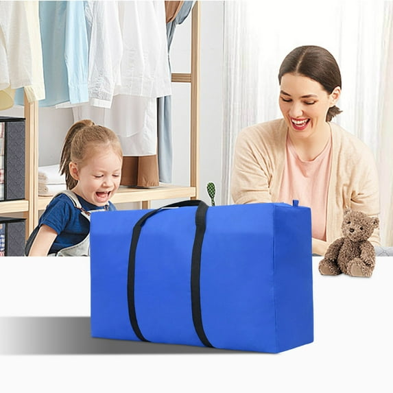 Large Storage Bag Items Organizer Heavy Duty Cloth PVC Zippered Bag Foldable Multipurpose Storage for Clothing Bedding and More