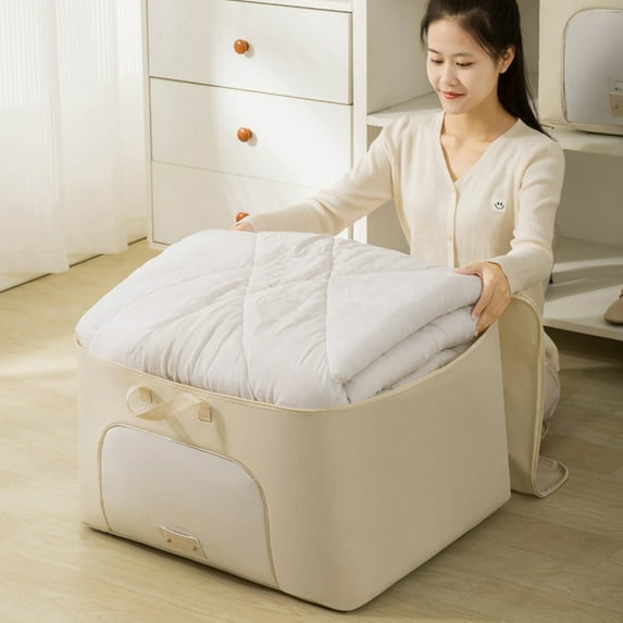 Large Storage Bag Multipurpose Laundry Bag with Drawstring Closure, 4 Sizes Beige Washable Nylon, Damp Proof & Space Saving for Travel, Camping, and Home Organization of Clothes, Blankets,