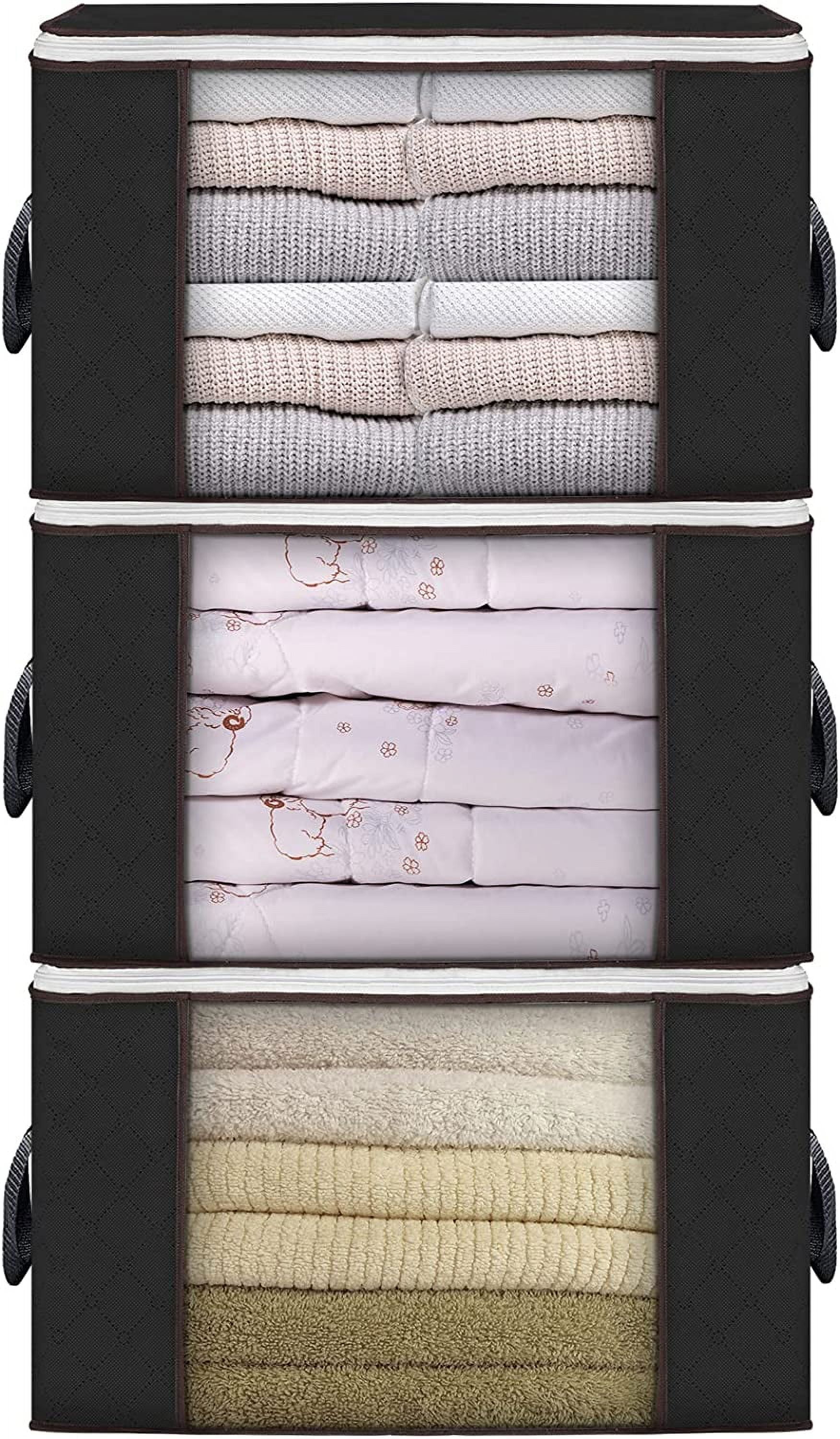Large Storage Bags, 3 Pack Clothes Storage Bins Foldable Closet
