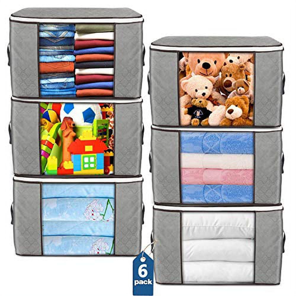 6 Pack Clothes Storage Bag 80L Clothing Storage Bags Organizer