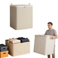 thumbnail image 1 of Large Storage Bags with Handles, Foldable Fabric Storage Box with Lid - Water Resistant Closet Organizer for Clothes, Blankets, Bedding, Seasonal Items, 1 of 9