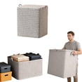 thumbnail image 1 of Large Storage Bags with Handles, Foldable Fabric Storage Box with Lid - Water Resistant Closet Organizer for Clothes, Blankets, Bedding, Seasonal Items, 1 of 9