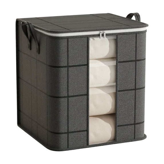 Large Storage Bags with Zipper, Heavy Duty Moving Bags, Storage Bins with Lids – Clothes Organizers and Storage Visible Window Fabric Organizer for Closet Bedding Bedroom Dormitory Moving Ues