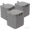 thumbnail image 1 of Large Storage Bags with Houndstooth Pattern, Set of 3, 180L Capacity, 27.6x19.7x19.7 inches, 1 of 5