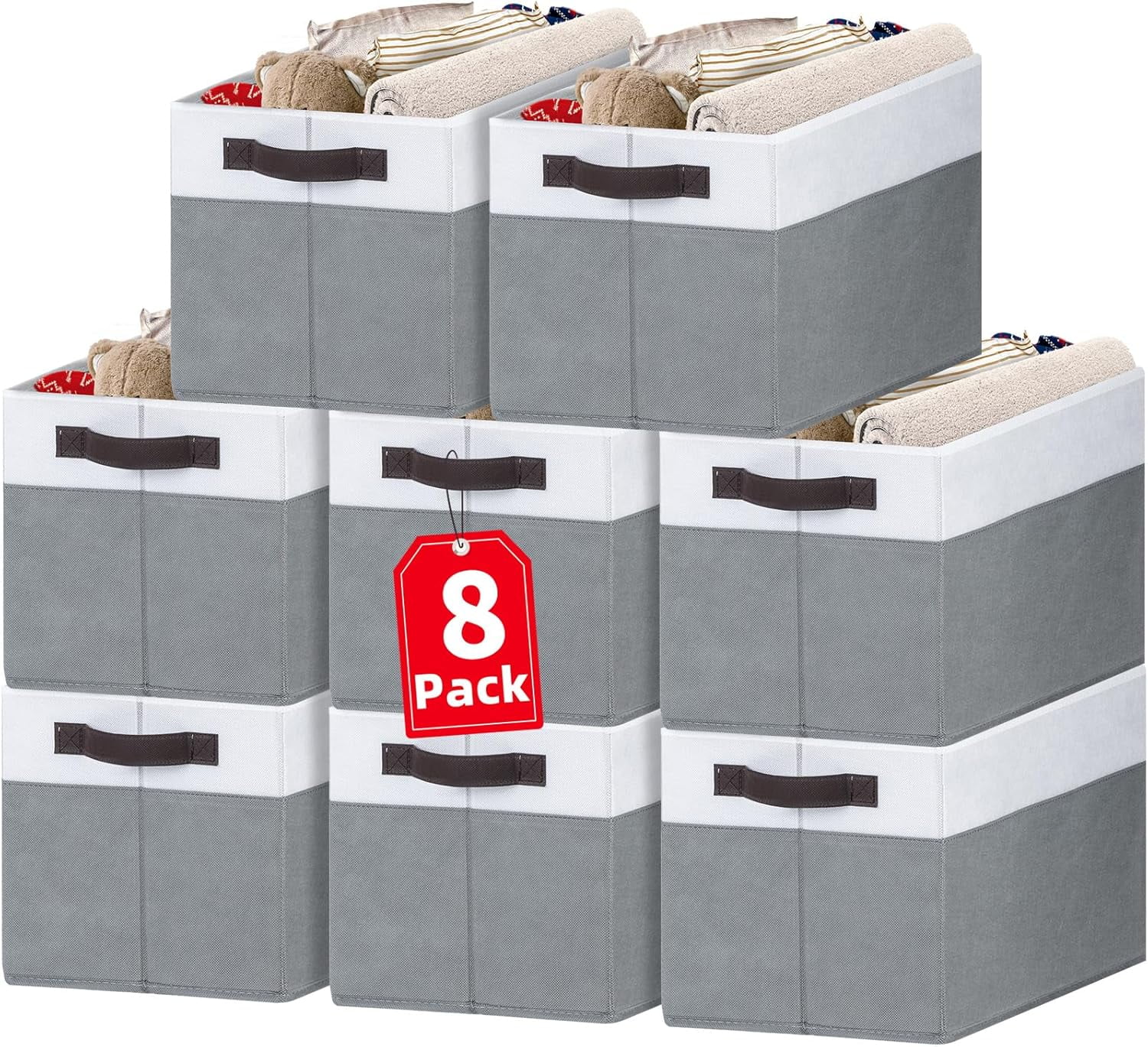 Large Storage Baskets 8 Pack Versatile Fabric Storage Bins for Closet ...