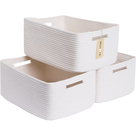 Large Storage Baskets for Shelves, Closet Organizers Bins for Clothes Blanket Towels, Baby Nursery, Toy Baskets Box, Woven Rope Baskets