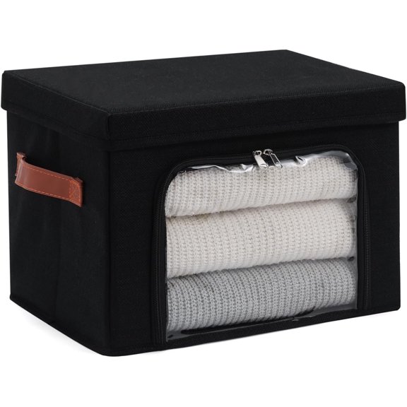Large Storage Bins Boxes with Clear Window Zipper Closure