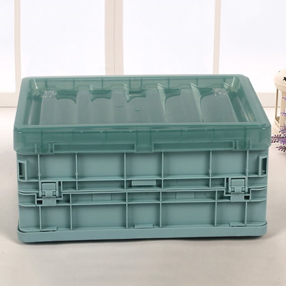 Large Storage Bins with Lids,Clear Plastic Storage Bins,Plastic Folding Storage Container Basket Crate Box Stack Foldable Organizer Box,Cloth Storage Bins Organizer with Lids,Foldable(Blue S)