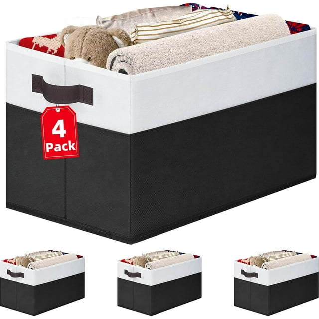 Large Storage Bins for Shelves 4 Pack, Closet Storage Baskets for
