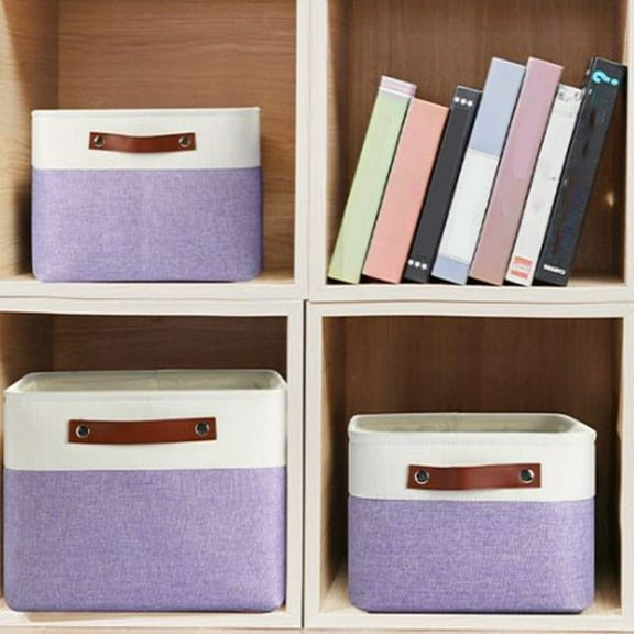 Large Storage Box 1PC,Folding Fabric Organizer16.14x12.20x8.27in,Thickened Closet Tote for Household Items Wardrobe Toy Snack Containment(Purple)