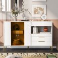 thumbnail image 1 of Large Storage Cabinet, Wooden Buffet Sideboard with 4 Legs, Sideboard Cabinet with 4 Doors and Adjustable Shelves, Heavy Duty Storage Cabinet Furniture for Kitchen Dining Room Living Room, White, 1 of 10