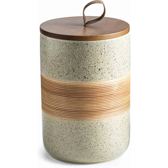 Large Storage Containers with Lids, Ceramic Coffee Container Kitchen Food Storage Jars for Spice Sugar Tea Bag, Stackable Decorative Jars for Counter, 61 fl.oz