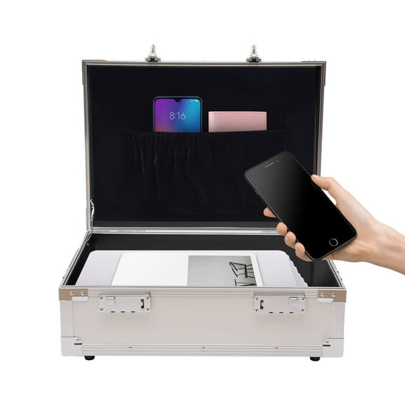 Large Storage Lock Box for Personal Items, Aluminum Alloy Portable Combo Lock Safe Box 18.1 x 12.9 x 4.9" Silver