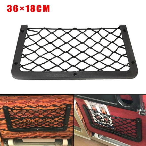 Large Storage Net 1*Storage Net Caravan Boat Storage Bag Pocket 36 X 18Cm Black Plastic+Polyester High Quality