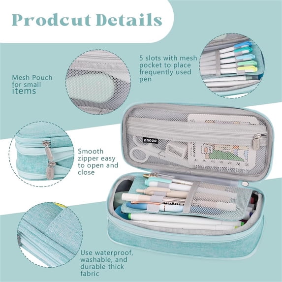Large Storage Pencil Case ,Pen Bag with Zipper,Versatile Usage Big Capacity Pouch Organizer for Office Travel Holder Box