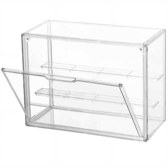 Large Storage Rack,Acrylic Display Case 3 Tier Display Shelf With 2 Movable Plates Stackable Showcase With Door For Action Figures