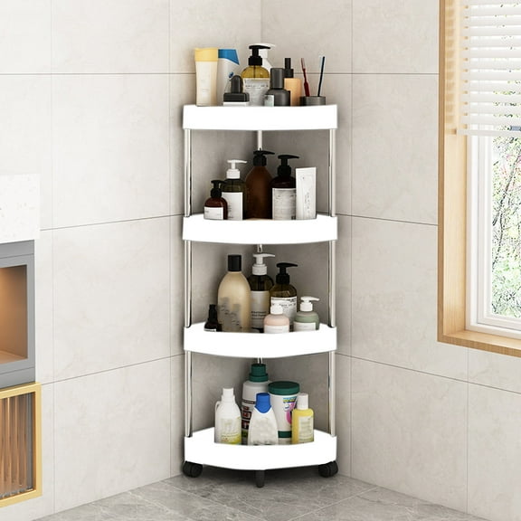 YSKING Indoor Adjustable 4-Tiers Plastic Corner Shelf Unit