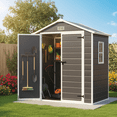 thumbnail image 1 of Shed and Outdoor Storage, 6x4ft Waterproof Resin Shed Lockable, Patio Garden Backyard Storage with Floor & Window & Vents, Sloped Roof Design, 1 of 9