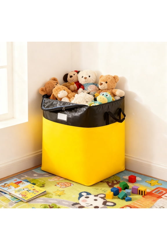 Large Storage Tote, Moving Box Alternative, Heavy Duty Waterproof Zippered Packing Bag for Clothes Bedding Travel, 1-Pack