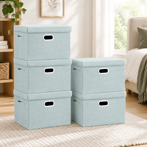 Collapsible Material Large Storbwith Lids Collapsible Washable Fabric Boxes For Organizing ...