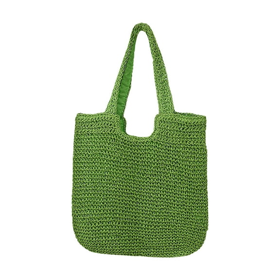 Large Straw Beach Bag for Women - Handmade Woven Tote Purse with Shoulder Strap, Oversized Summer Hobo Bag for Vacation, Pool & Travel (15"x12")