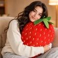 thumbnail image 1 of Large Strawberry Plush Pillow, 3D Fruit Shaped Cushion for Sofa Bed Chair Car, Soft Decorative Throw Pillow, Cute Food Theme Home Decor and Gift for Room Styling, 1 of 3