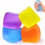 GrowthPic Large Stress Cube 4 Pack, Slow Rising Sensory Fidget Set for Teens and Adults, Soft Squeeze Stress Relief Cubes with Calming Colors for Desk and Works