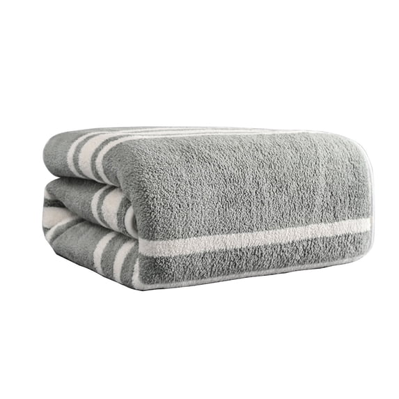 Large Striped Bath Towels, 13.4×30 Inch Velvet Absorbent Quick- Dry Soft Towel for Bathroom, Beach, Pool