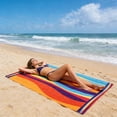 thumbnail image 1 of Large Striped Beach Towel 63x31.5in - Quick Dry Polyester Pool Towel For Adults Travel Swimming Camping, 1 of 6
