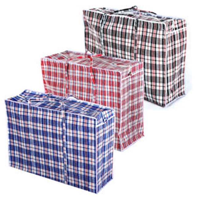 Large Strong and Durable Jumbo Bags with Zipper Handles Checkered, Reusable Store Zip Bag for