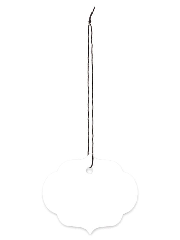 Large Strung Ornate Oval White Tags - 2 3/4 x 3 1/4 in 500 Pack