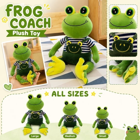 Large Stuffed Animal, Large Frog Plush, Cartoon Frog Plush, Plush, Soft Stuffed Toys 14X12X14 Inch 35Cm Green Toad Figure Made of Non-Irritating Material, Great for Room Display