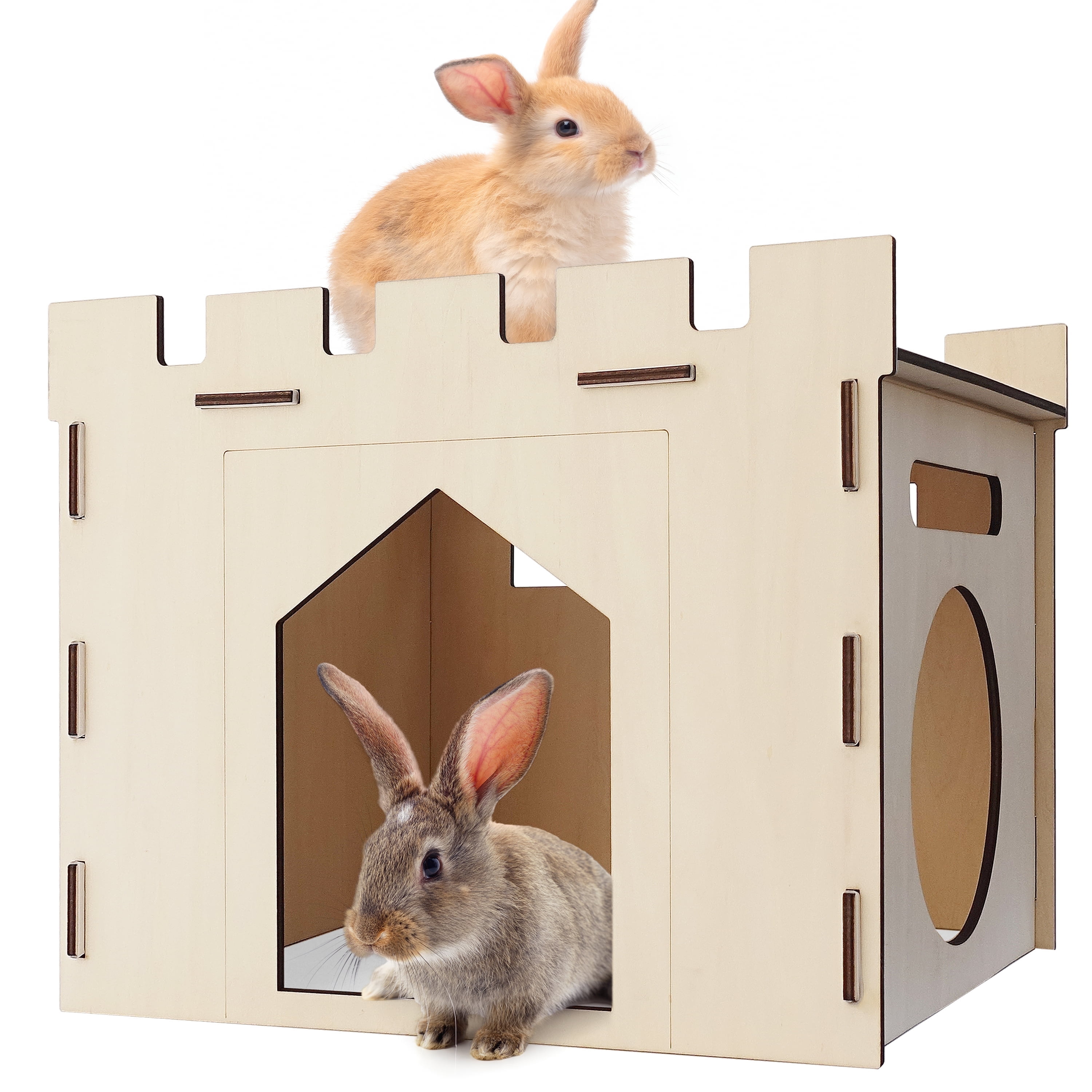 Large Sturdy Bunny House with Spacious Balcony Hidey Detachable Playhouse for Rabbit Hideout Castle Tower Toys for Indoor Bunnies Guinea Pig Hamster Chinchilla Gerbil