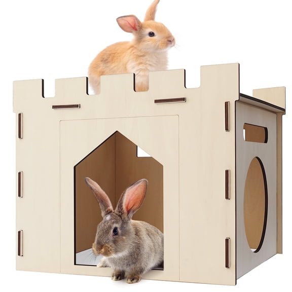 Large Sturdy Bunny House with Spacious Balcony Hidey Detachable Playhouse for Rabbit Hideout Castle Tower Toys for Indoor Bunnies Guinea Pig Hamster Chinchilla Gerbil