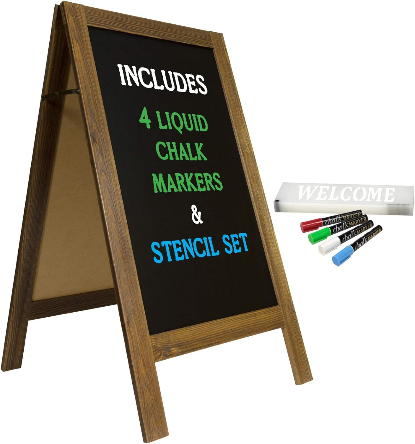 Rustic Wood 40"x20" Double-Sided Outdoor Magnetic Chalkboard