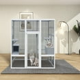 thumbnail image 1 of Large Stylish Wooden Catio Outdoor Cat Cage, Cat Enclosure with Anti-UV Waterproof, 7 Platforms and 2 Resting Boxes, Outdoor/Indoor Cat Catio, 62.6" L x 32.3" W x 70.1" H, 1 of 7