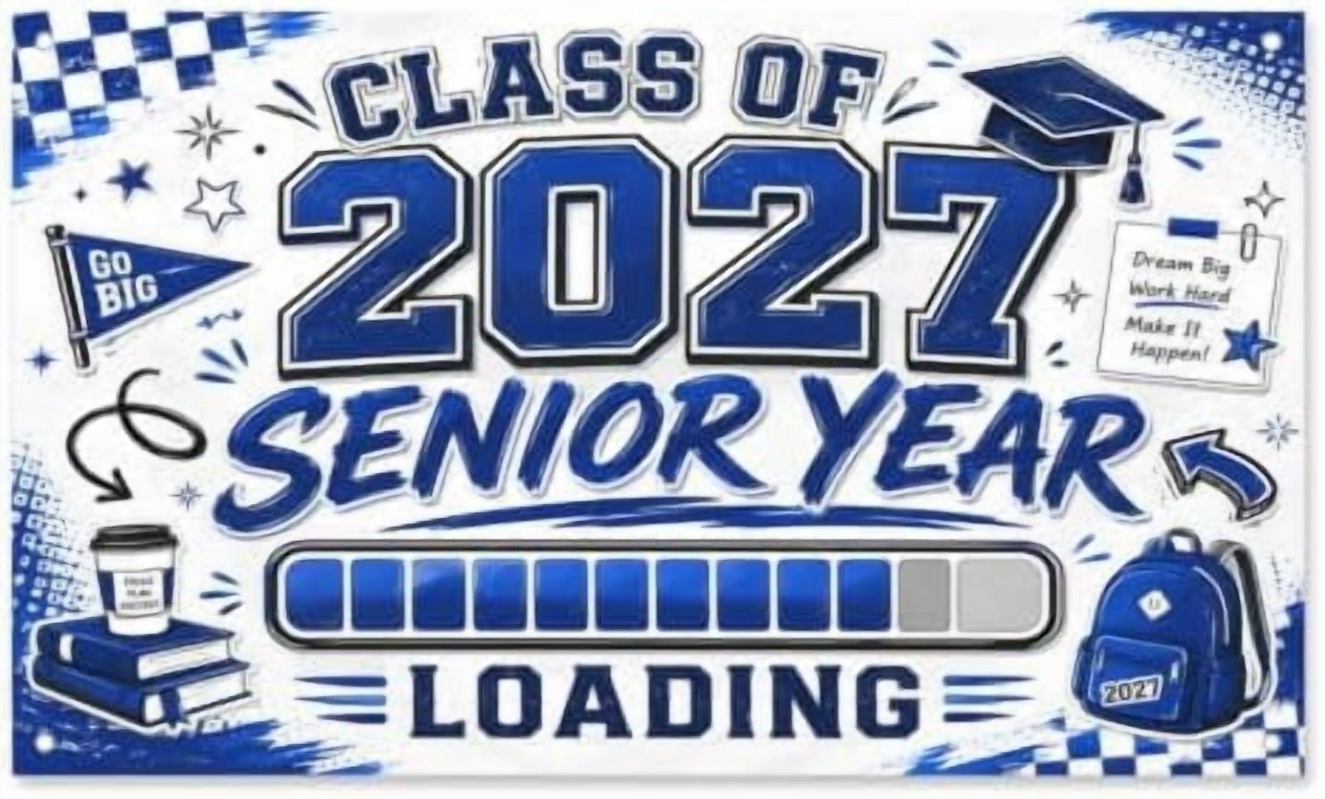 Background Booth Simple Large Sublimation Banner Last First Day Senior 2027 Flag Gifts For ...