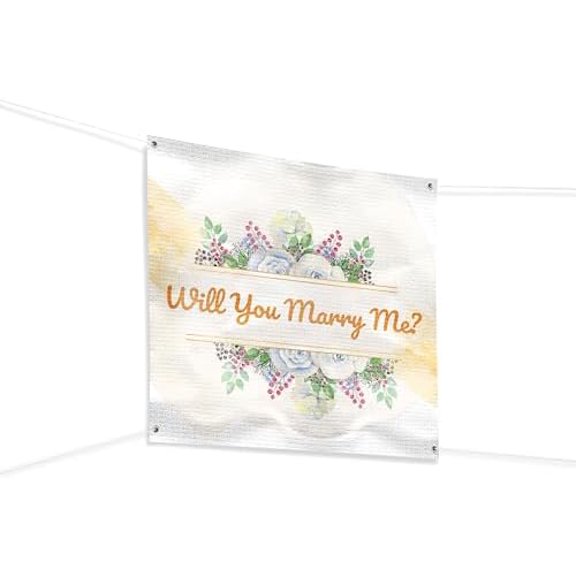 Large Sublimation Banner blank Marry Me Sign For Outdoor-indoor UseCustom And Signs With Hanging Rope Marry Me Backdrop For Party Decor Oxford Cloth For Easy Hang