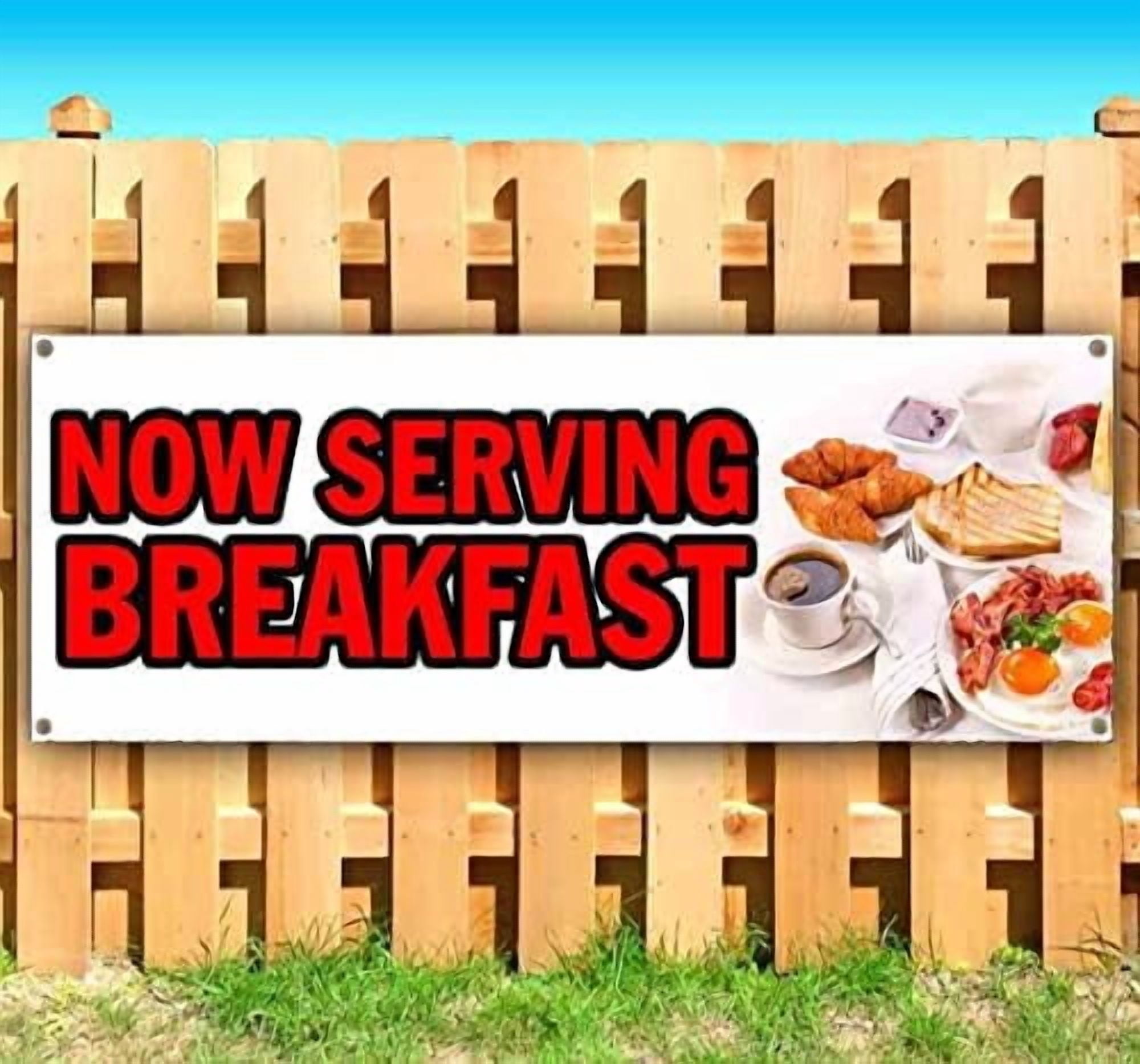 Background Language Portrait Large Sublimation Banner blank Now Serving Breakfast 13 Oz Decorations ...