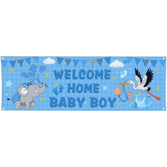 Large Sublimation Banner blank Welcome Home Baby Boy Flags For Outside 24x72 Inch Outside Single Sided Its A Boy Flag Baby Shower Wall Flag Stork Sign House Yard Parties