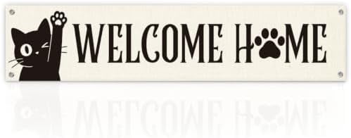 Large Sublimation Banner blank Welcome Home Cat Decor, Cute Paw Print ...