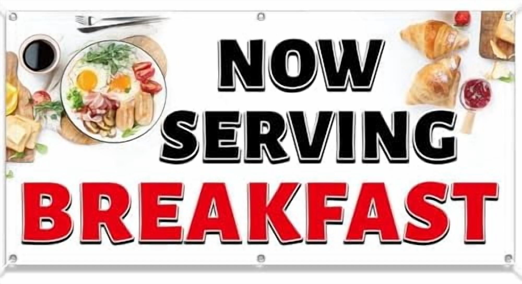 Large Sublimation BannerNow Serving Breakfast Sign Decorations Photo ...