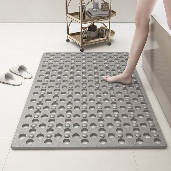 Large Suction Cup Bathroom Non-Slip Mat - 69 × 36cm Water Absorbing Anti-Slip for Bathtub, Shower Cubicle & Outside Shower | with Drain Holes, Easy Drain & Machine Washable