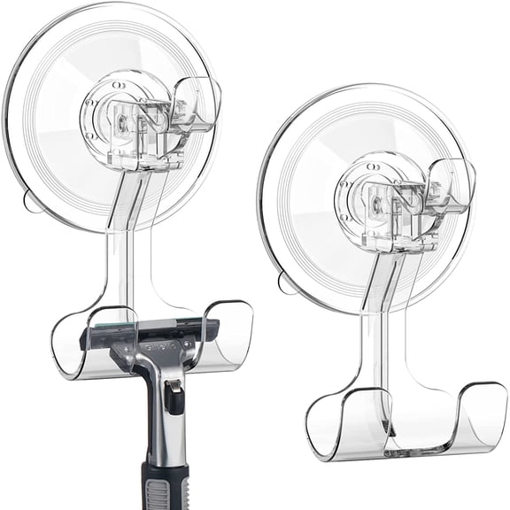 Large Suction Cup Hooks Shower Razor Holder - 2 Pack Heavy Duty Reusable Vacuum Shower Hook, Damage Free Wall Hooks for Bathroom Kitchen Towel Loofah Sponge Key Shaver Bathrobe Wreath