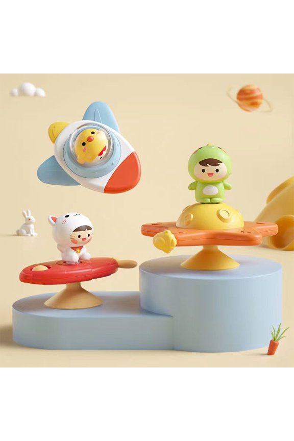 Large Suction Cup Spinning Toy Set,Rotating Educational Fidget Spinner,Tabletop Bath Interactive Play,Hand Eye Coordination Trainer,Visual Auditory Sensory Development,Early Learning Fun Toy