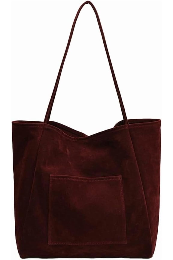 Large Suede Tote Bag for Women Retro Slouchy Shoulder Bag Brown Suede Purse Satchel Bag Work College Handbag Winter