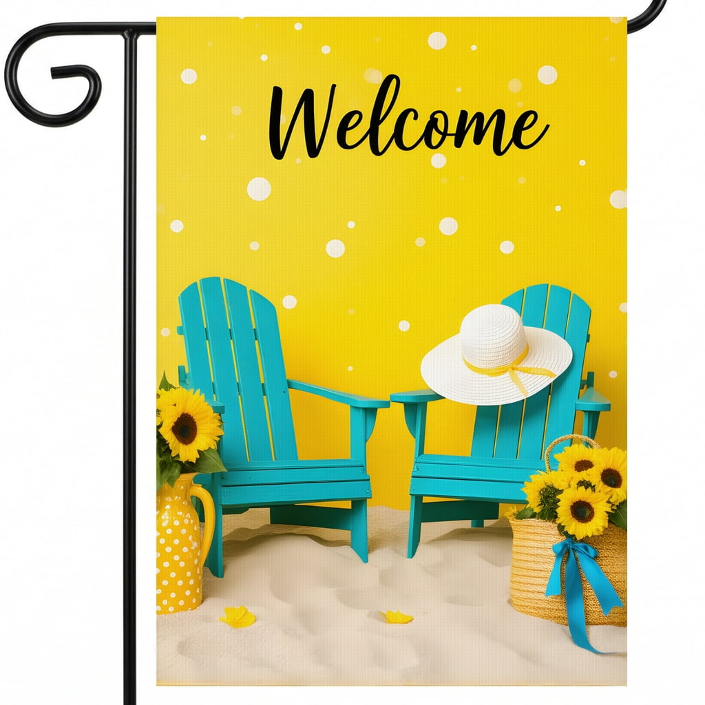 Large Summer Flags for Outside 2 Adirondack Chairs With Sunflowers and ...