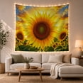 thumbnail image 1 of Large Sunflower with Golden Petals in Amber Rays, Serene Rustic Wall Art for Nature Lovers, Botanical Bloom Decor Housewarming Gift, Tapestry Wall Hanging for Living Room and Bedroom, 1 of 7