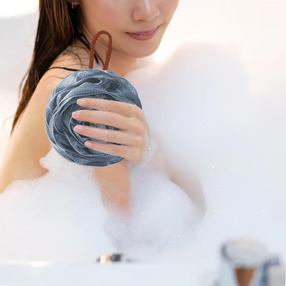 Large Super Soft Rose Bath Flower with Hanging Rope, PE Foaming Bath Scrub for Luxurious Gentle Body Cleansing