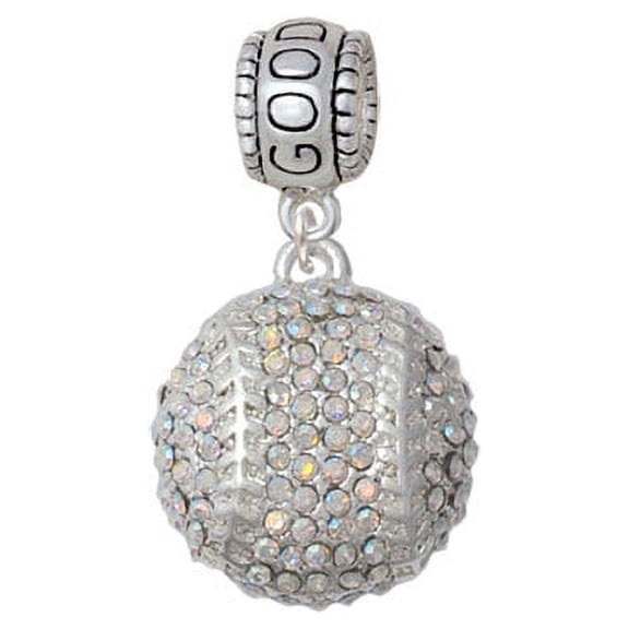 Large Super Sparkle Crystal Clear AB Softball - Good Luck Charm Bead